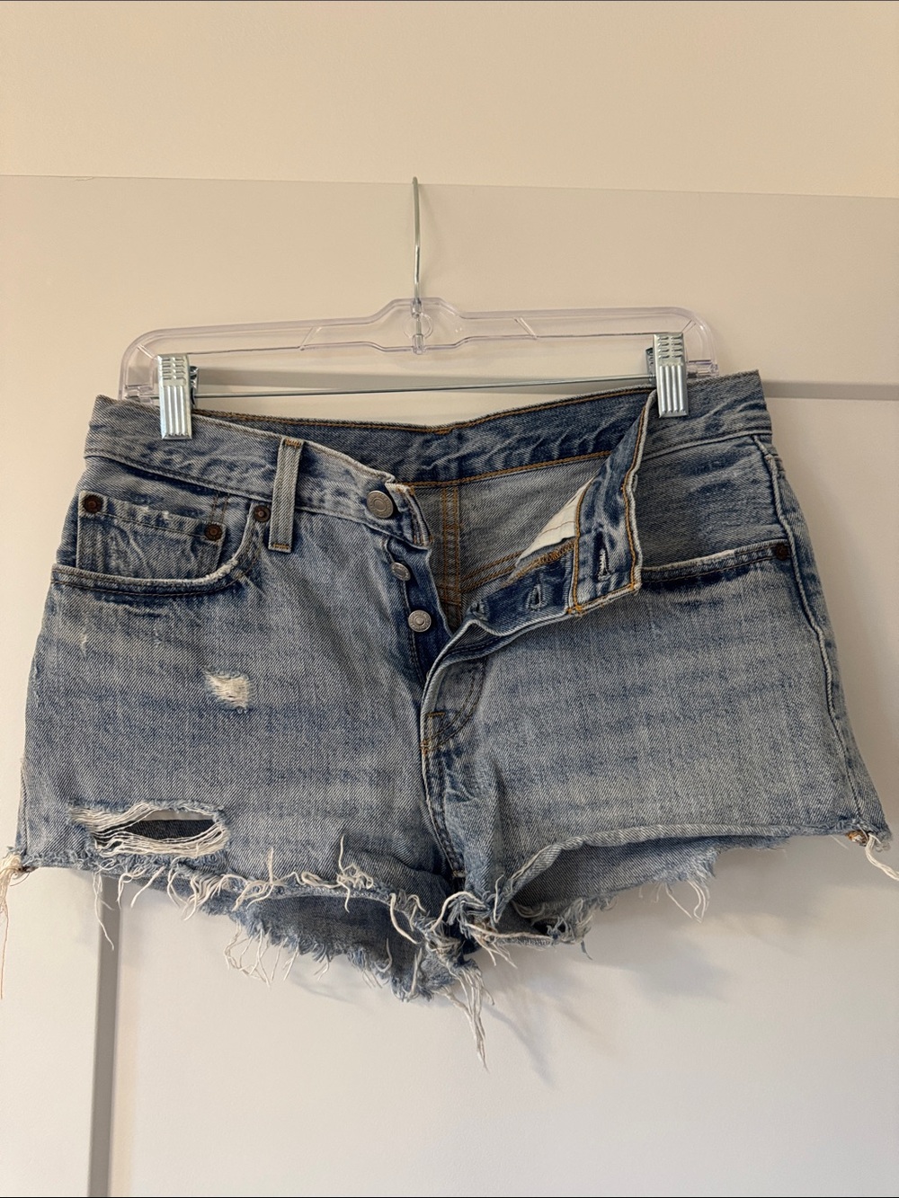 Levi’s 501 Short - Women's Distressed Light Blue Denim Shorts